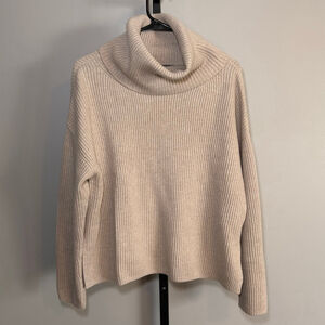 Women's Banana Republic Beige Italian Wool Cashmere Blend Cowl Neck Sweater M